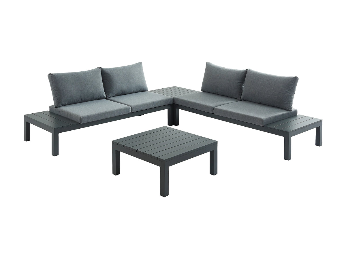 Canapé Modulable Extérieur d'Angle 4 Places Aluminium Anthracite - RISILI - vue 2
