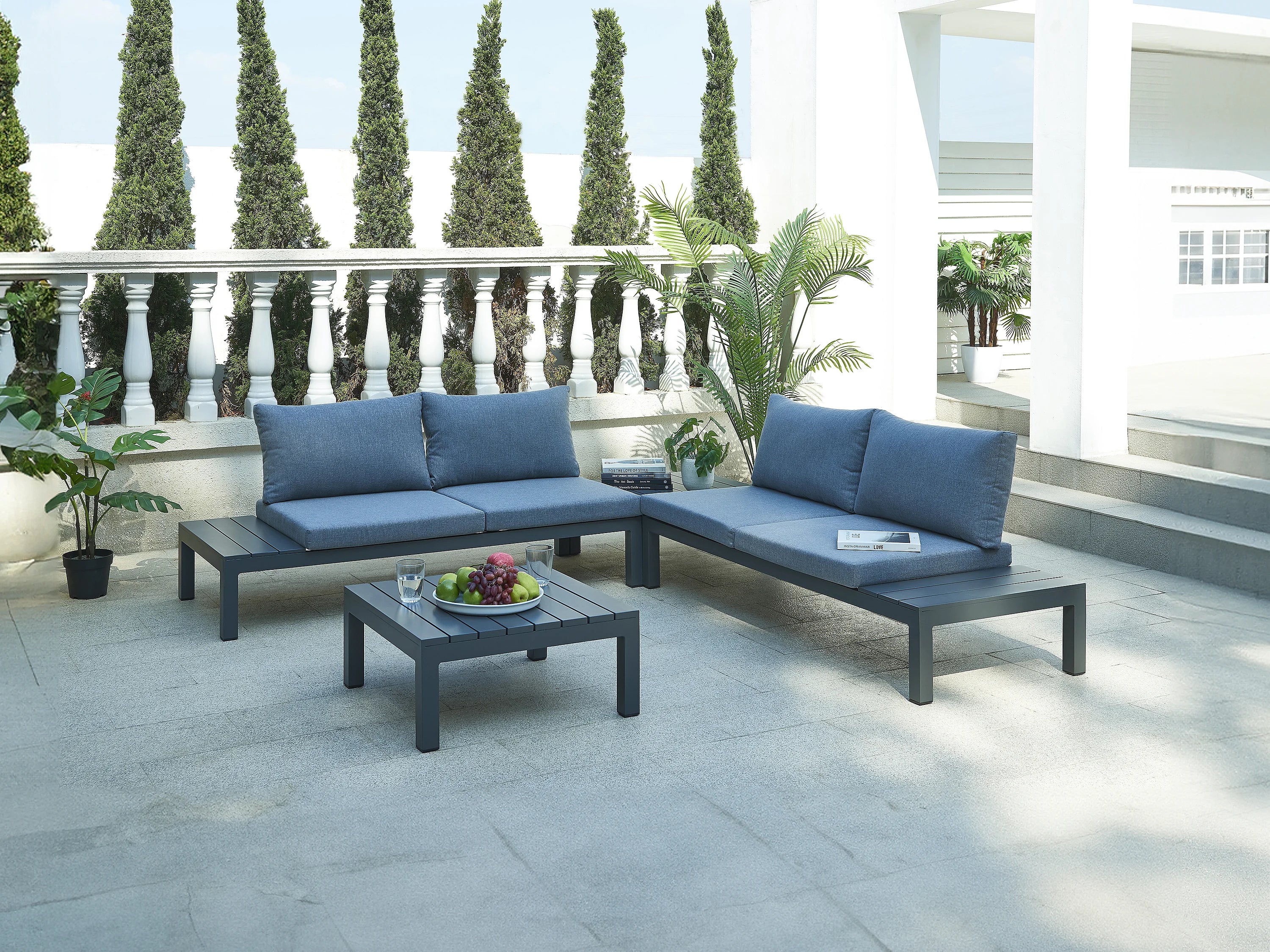 Salon de jardin modulable aluminium anthracite RISILI MYLIA - vue principale