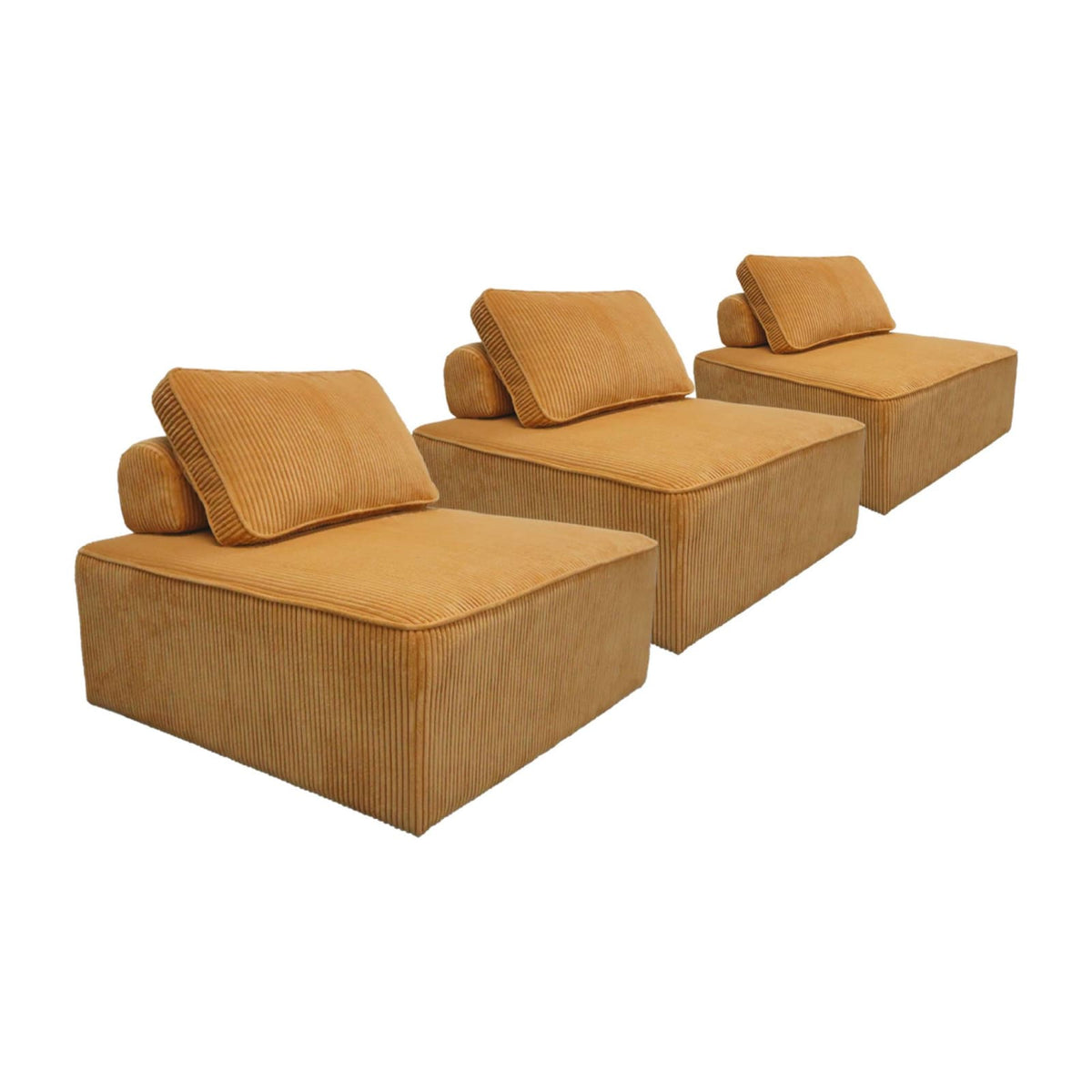 Lot de 3 Chauffeuses Modulables en Velours Côtelé Moutarde moutarde - vue 1