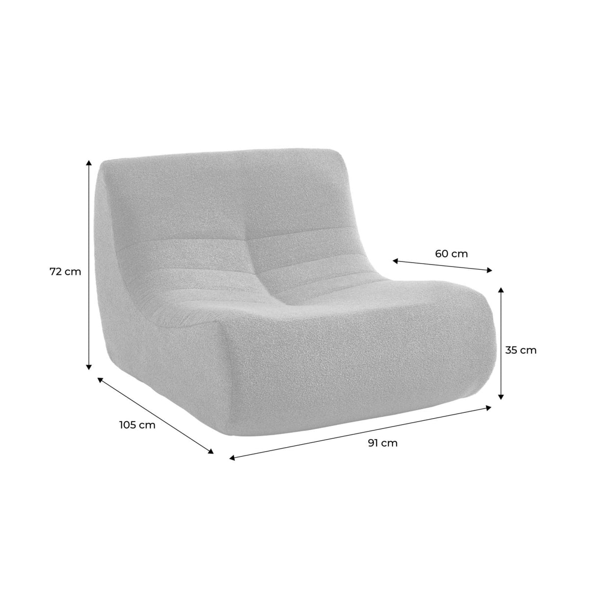 Lot de 3 Chauffeuses Modulables en Bouclette Anthracite Anthracite - vue 4