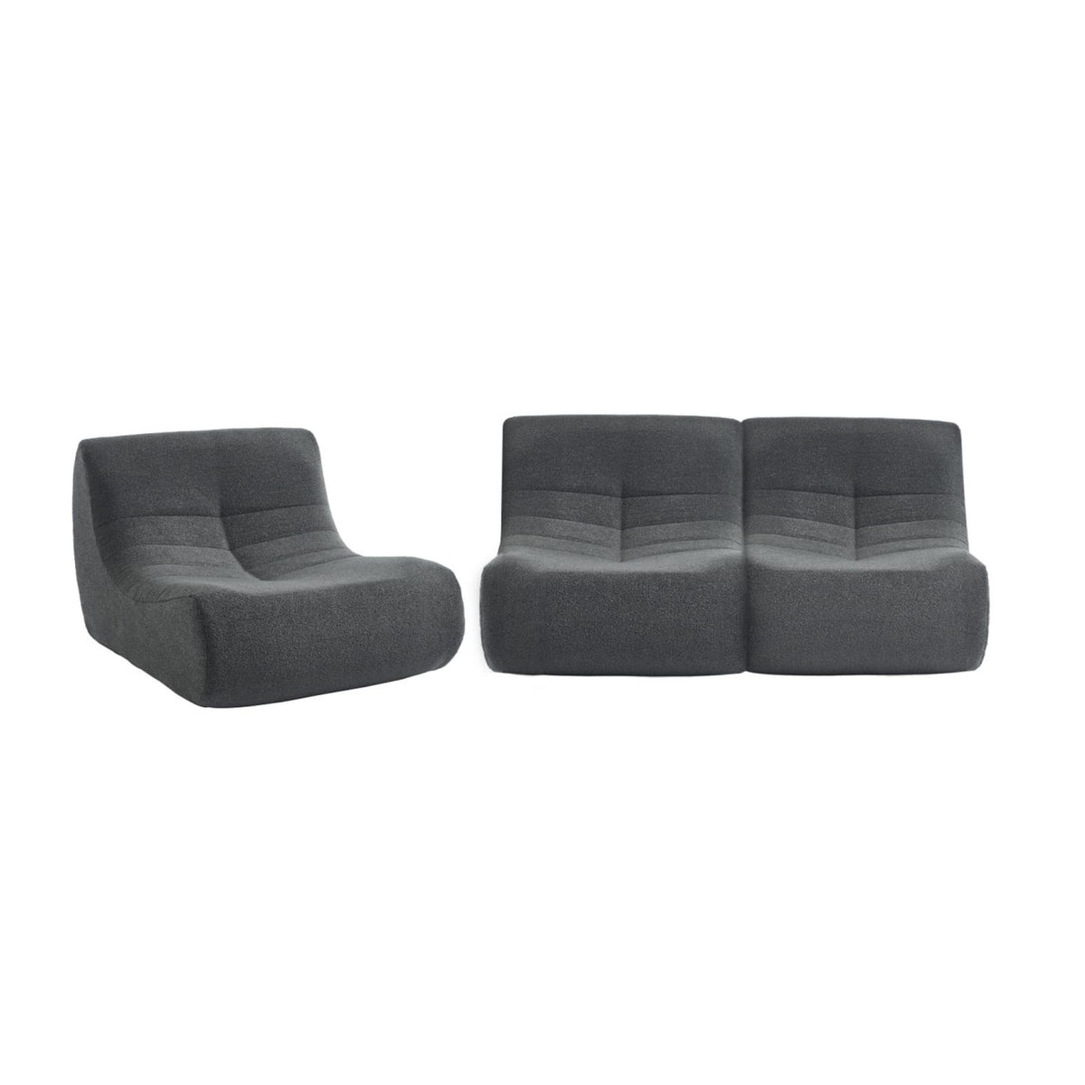 Lot de 3 Chauffeuses Modulables en Bouclette Anthracite Anthracite - vue 5