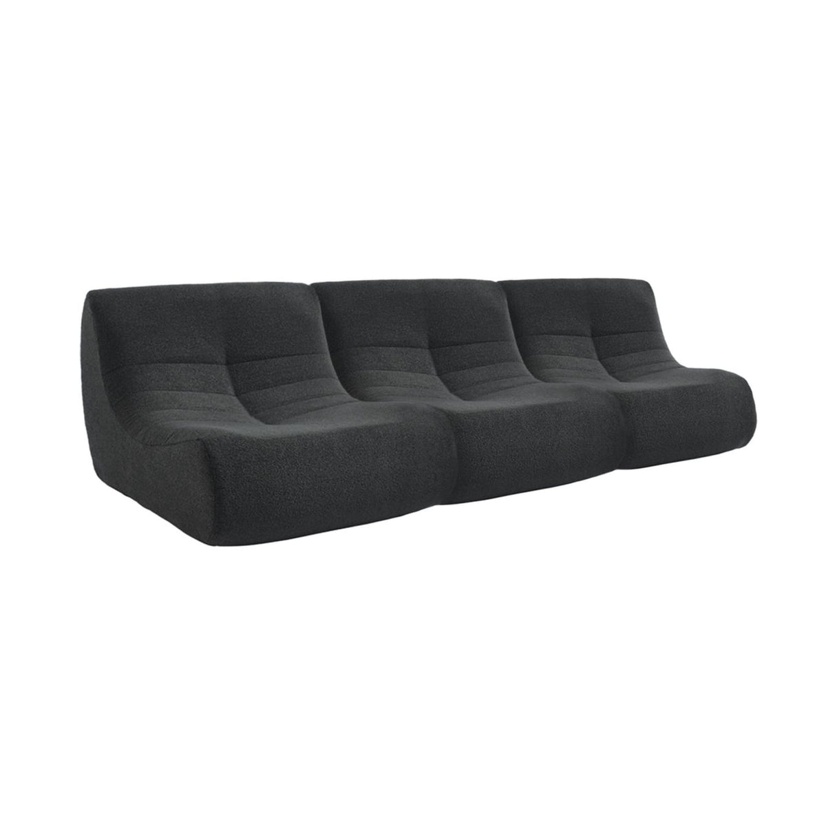 Lot de 3 Chauffeuses Modulables en Bouclette Texturée Noire Noir - vue 1