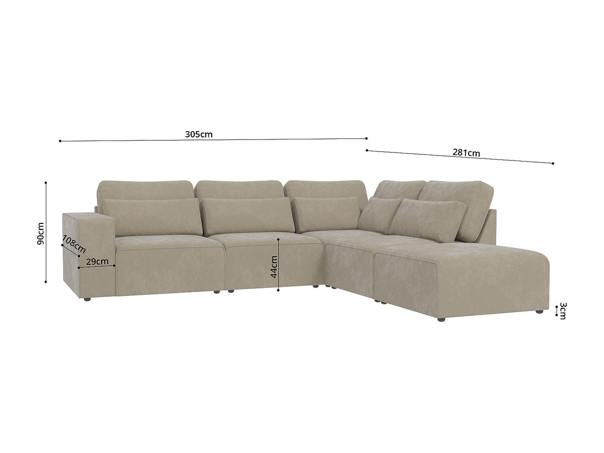 Canapé modulable beige velours