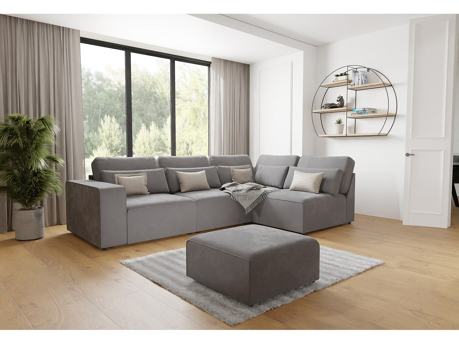 Canapé modulable gris velours