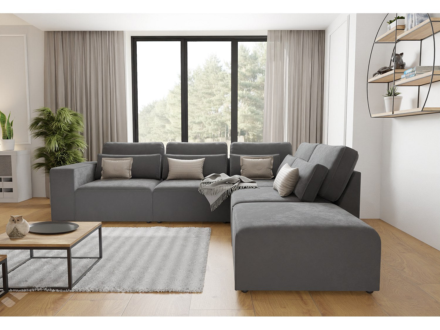 Canapé modulable gris velours