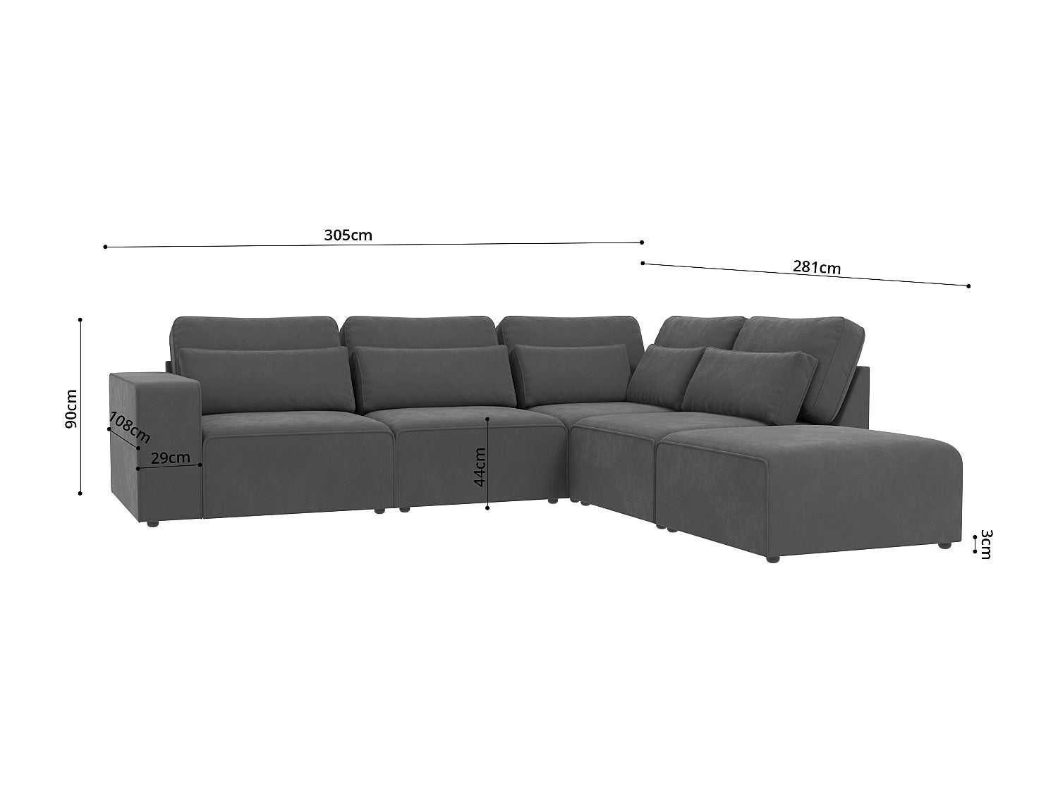 Canapé modulable gris velours