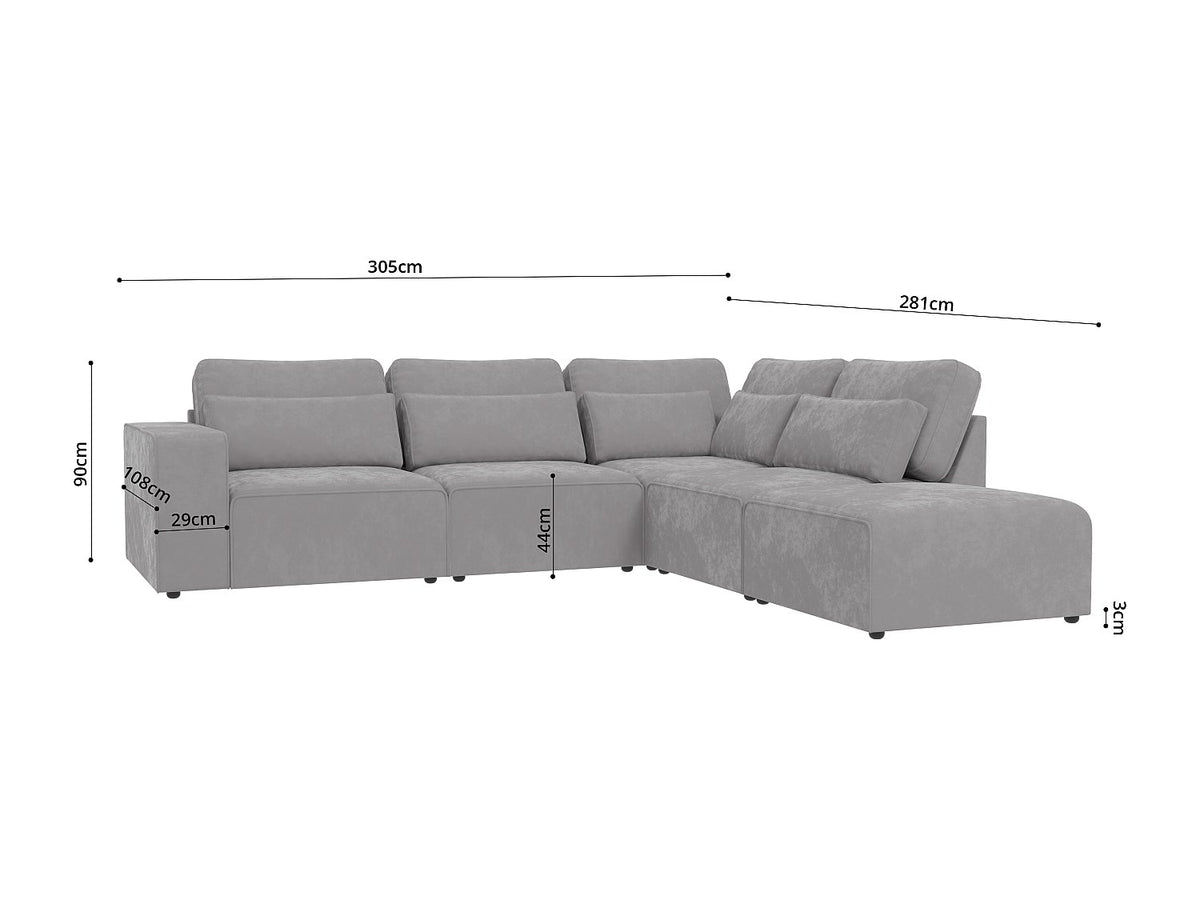 Canapé modulable gris velours