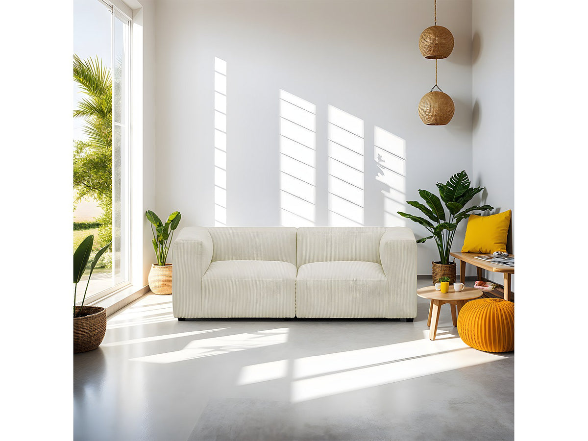 Canapé modulable 3 places beige velours