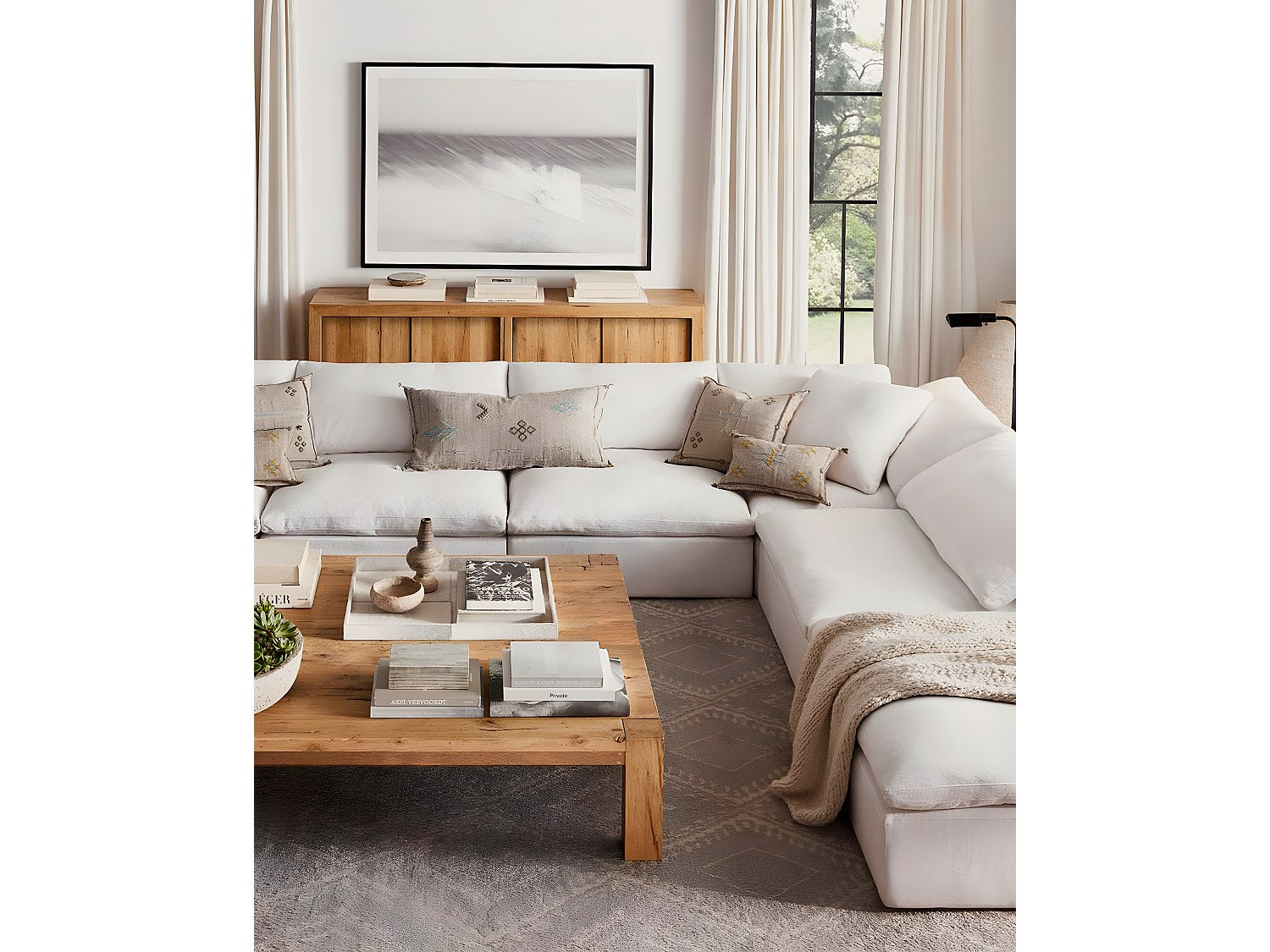 Angle pour canapé modulable blanc tissu