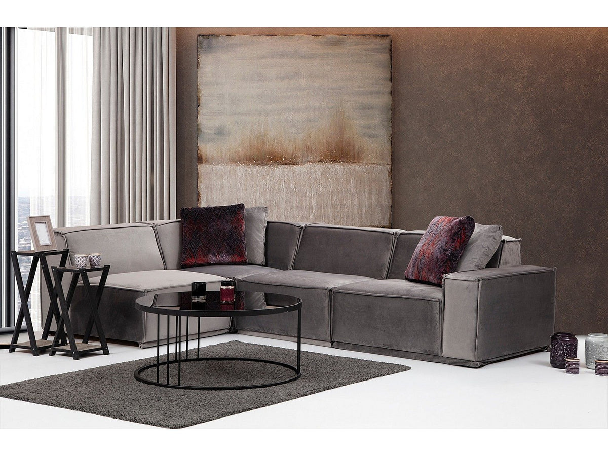Canapé modulable gris tissu