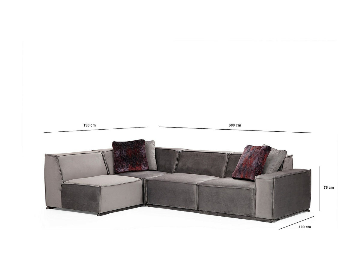 Canapé modulable gris tissu