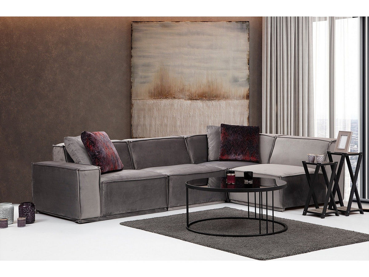 Canapé modulable gris tissu