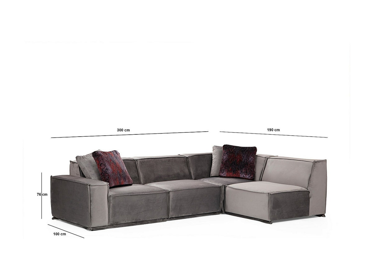 Canapé modulable gris tissu