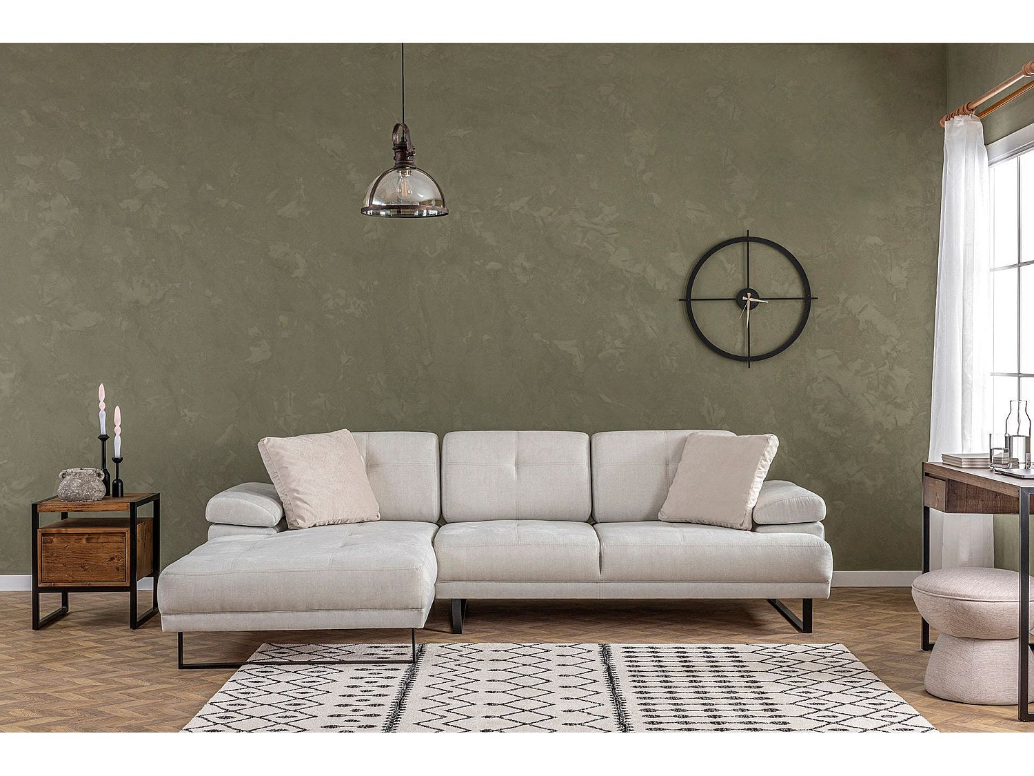 Canapé modulable beige tissu