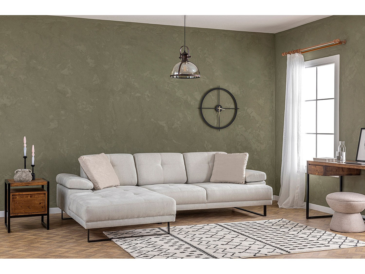 Canapé modulable beige tissu