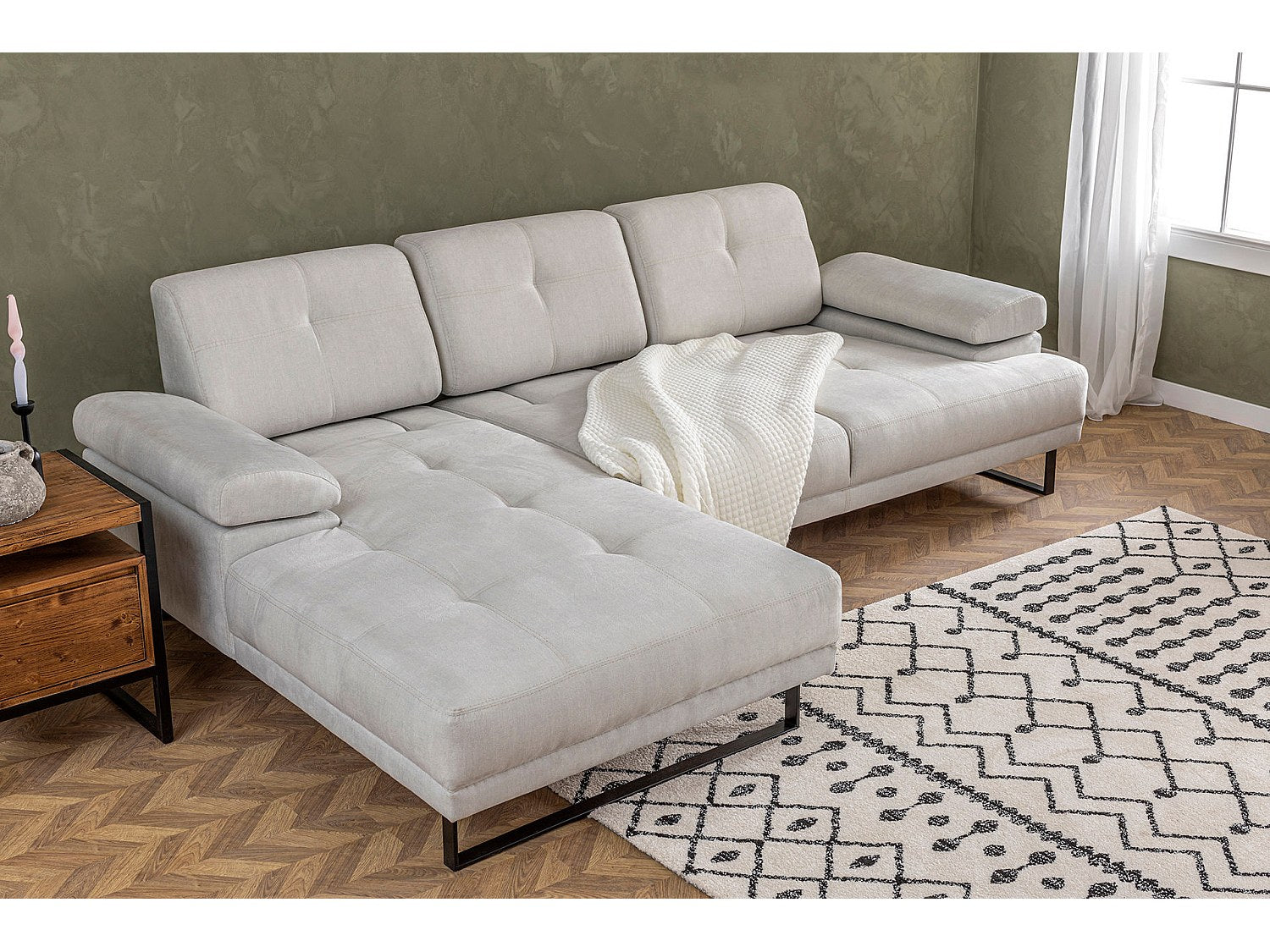 Canapé modulable beige tissu