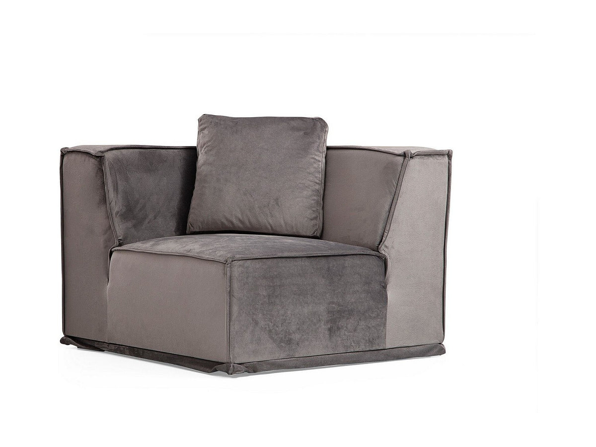 Canapé modulable 5 places gris velours