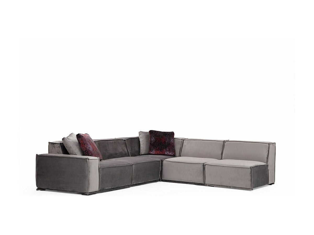 Canapé modulable 4 places gris velours