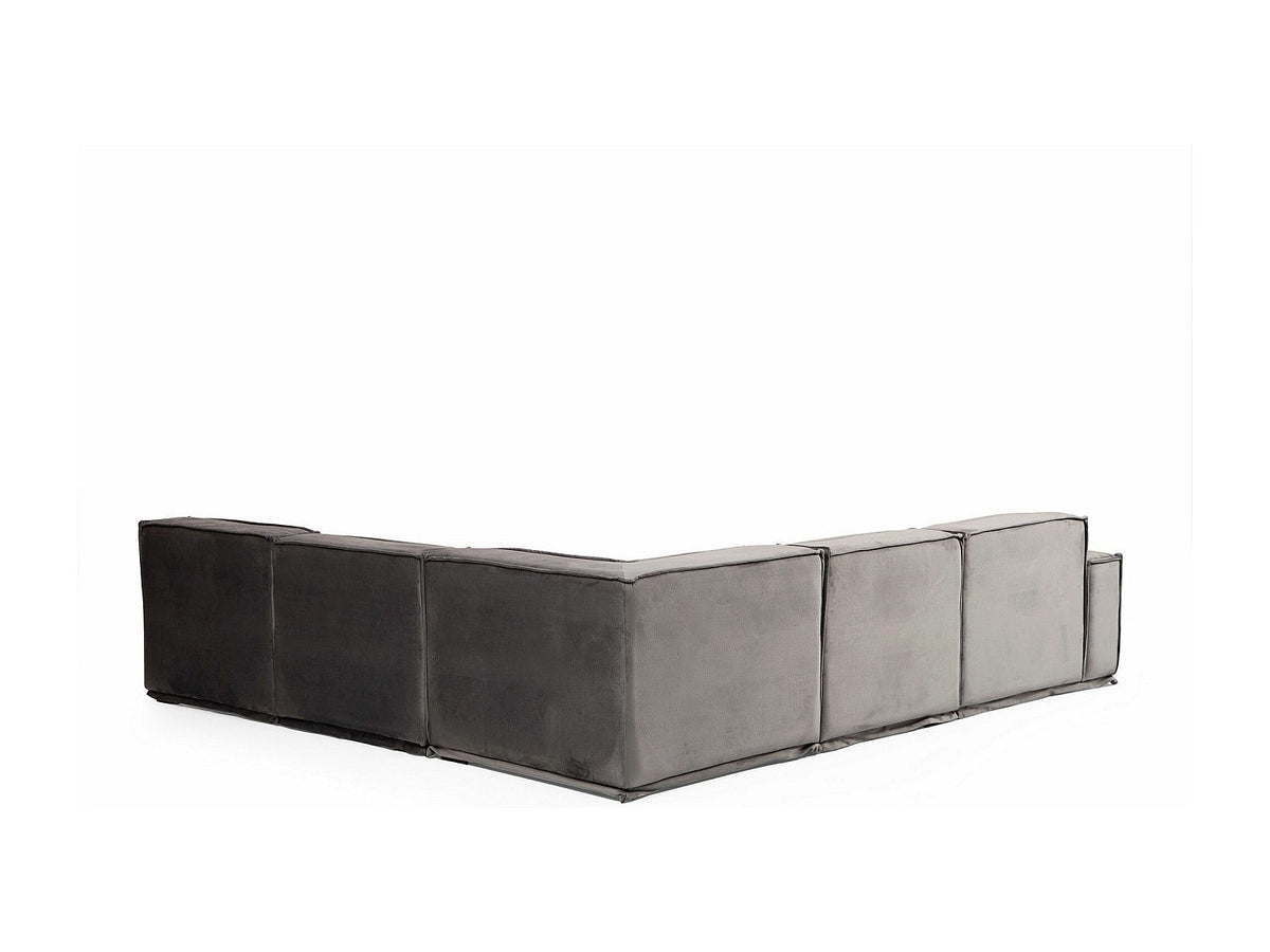 Canapé modulable 4 places gris velours