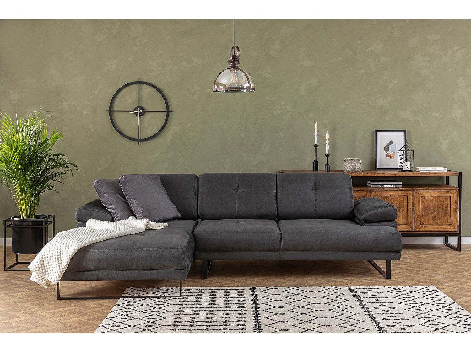 Canapé modulable gris tissu