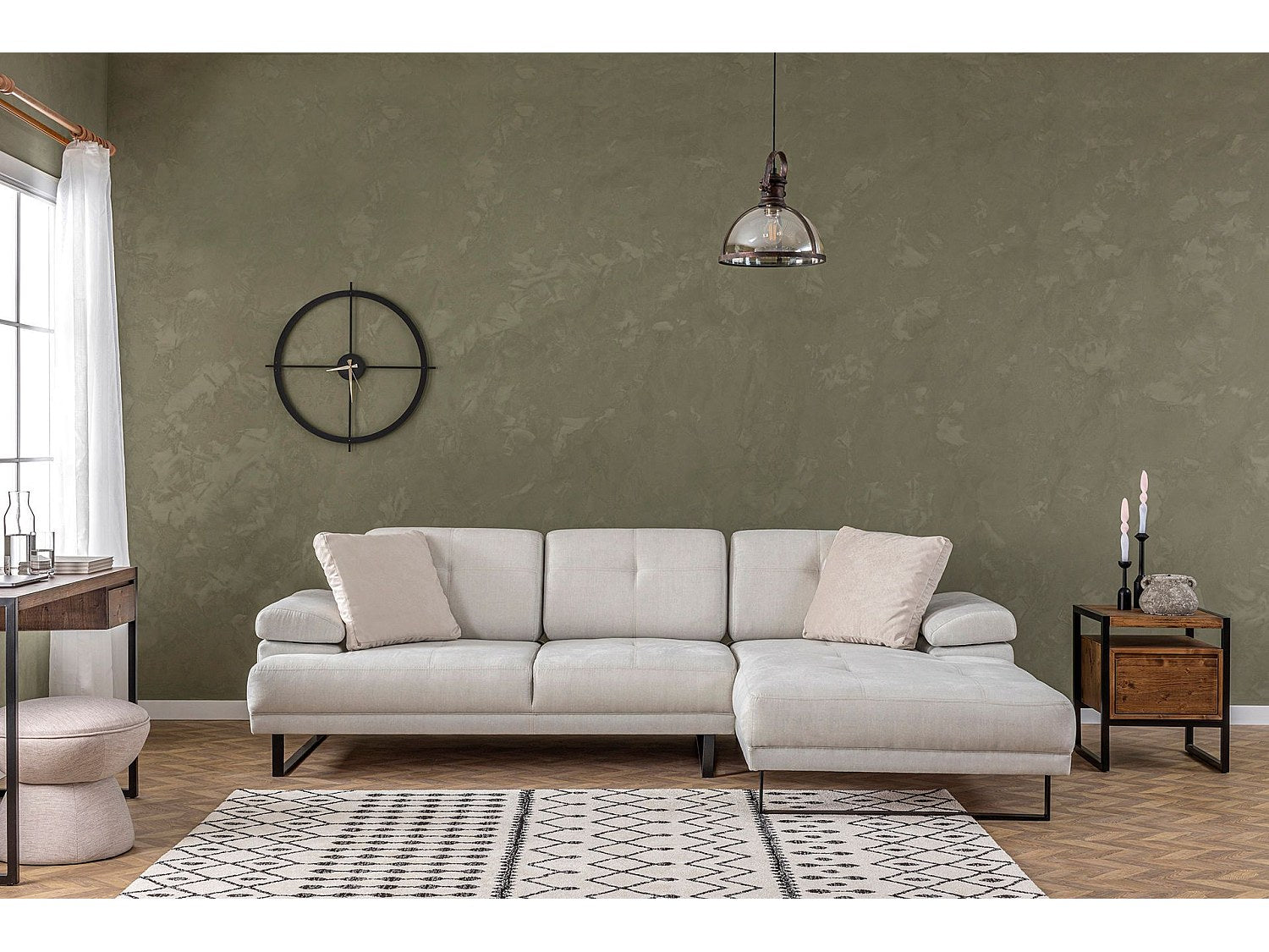 Canapé modulable beige tissu