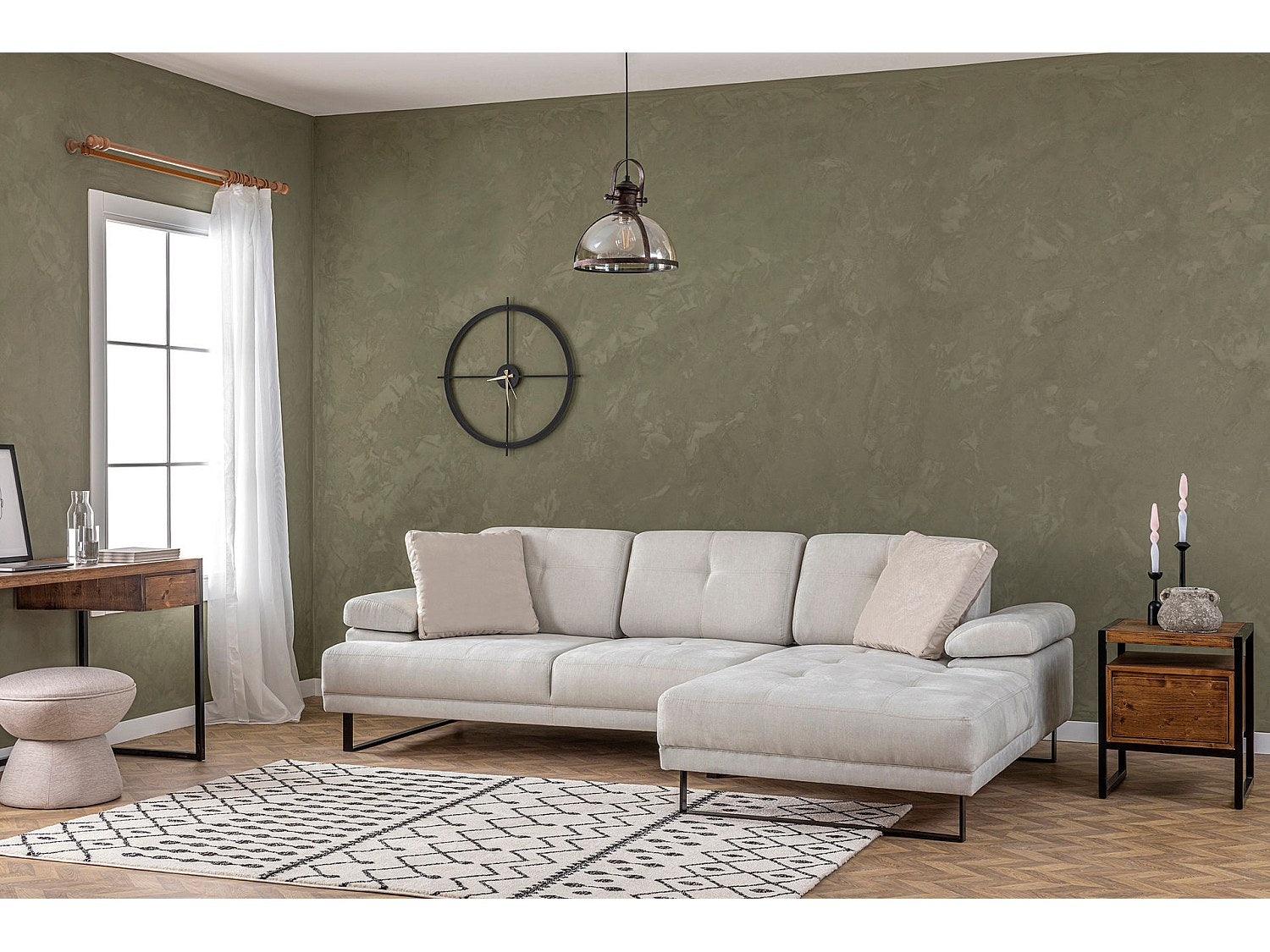Canapé modulable beige tissu