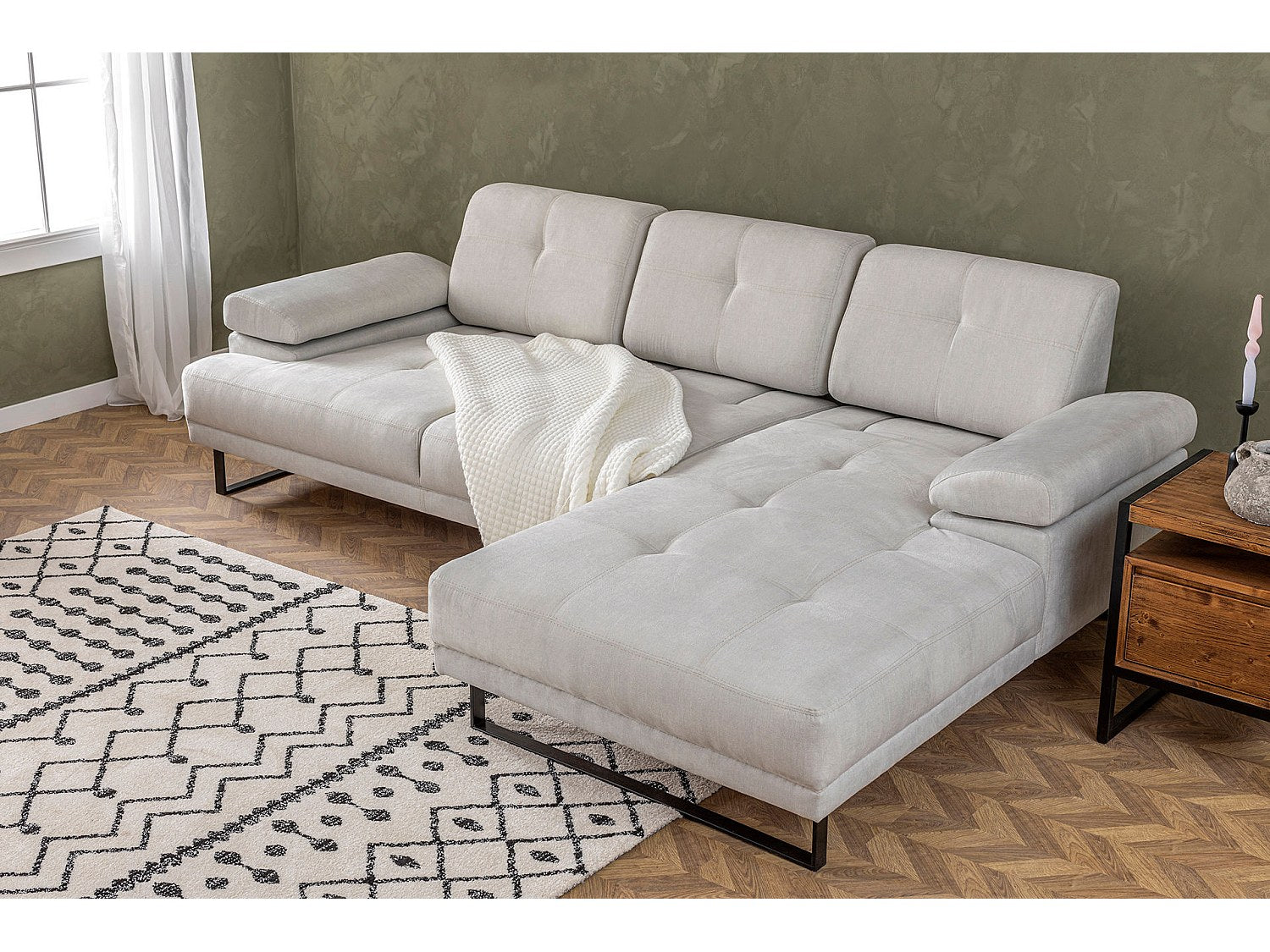 Canapé modulable beige tissu