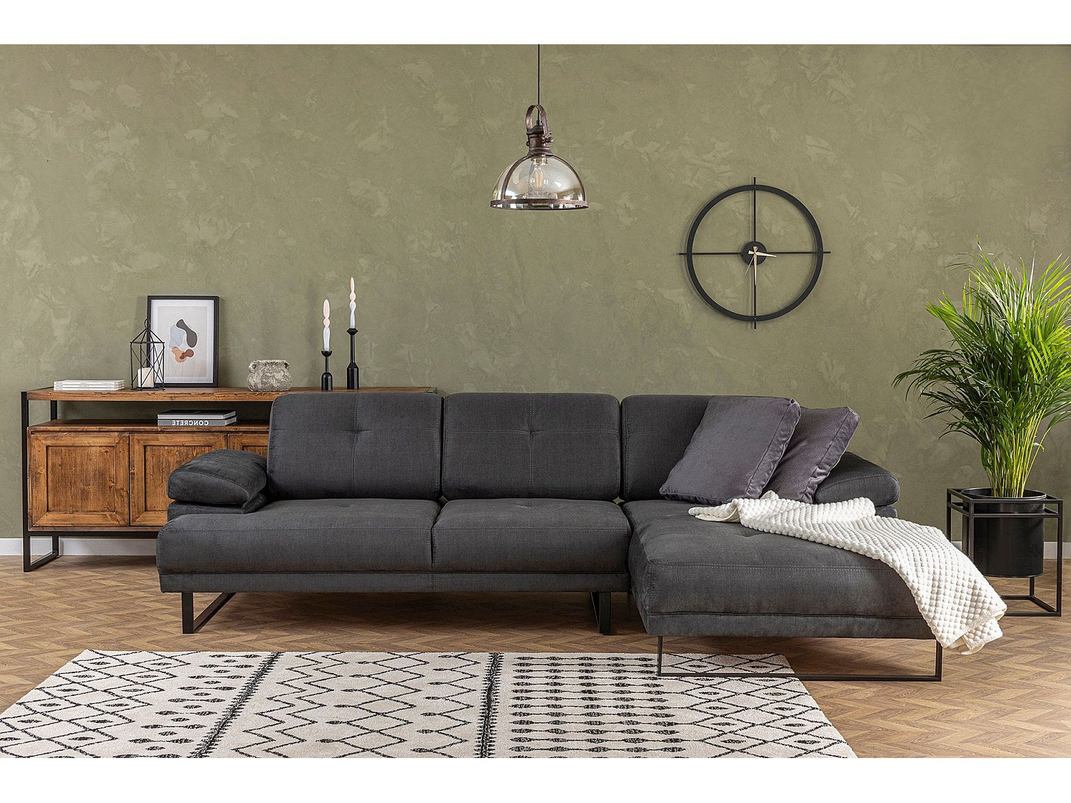 Canapé modulable gris tissu