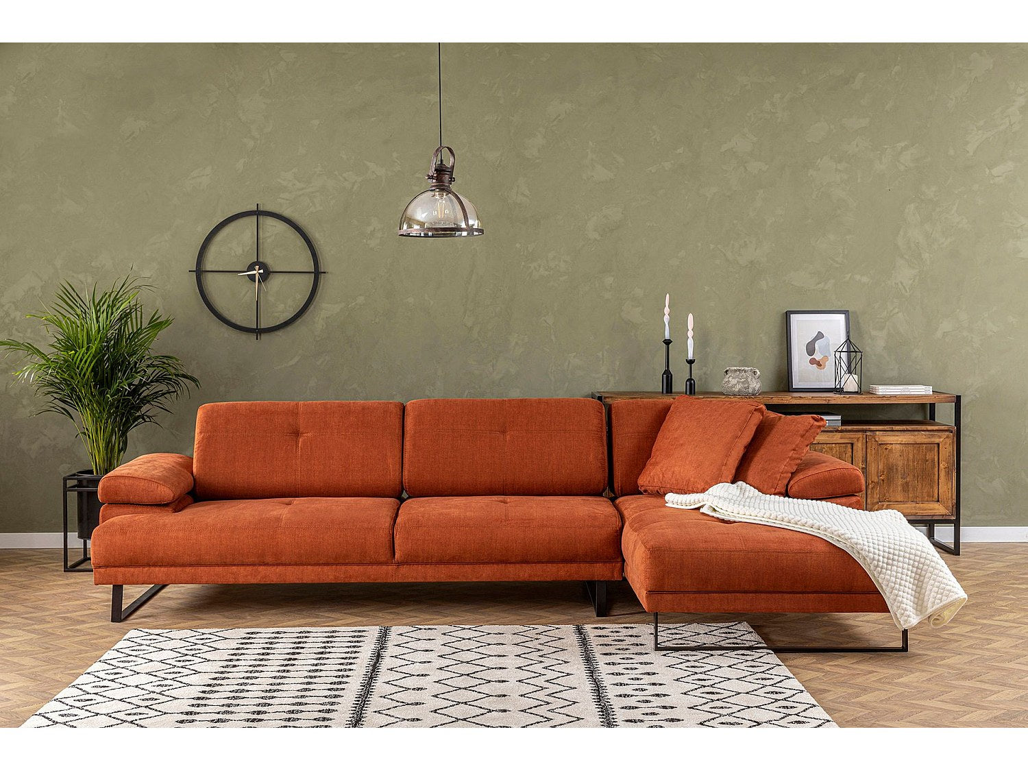 Canapé modulable orange tissu