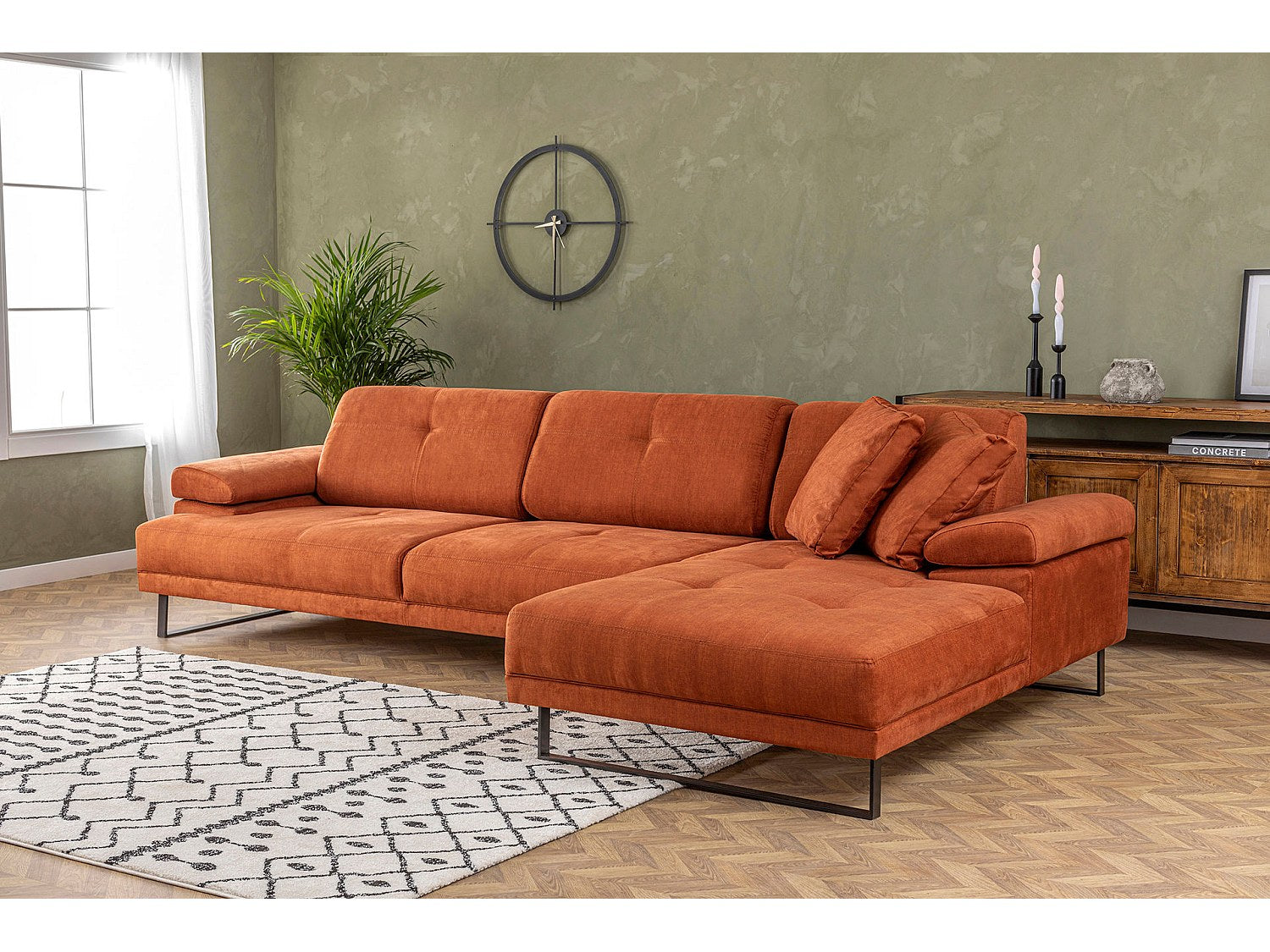 Canapé modulable orange tissu