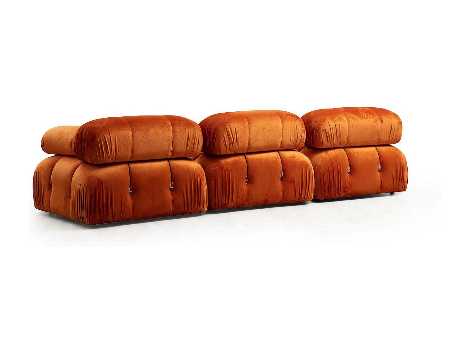 Pouf pour canapé modulable 4 places orange velours