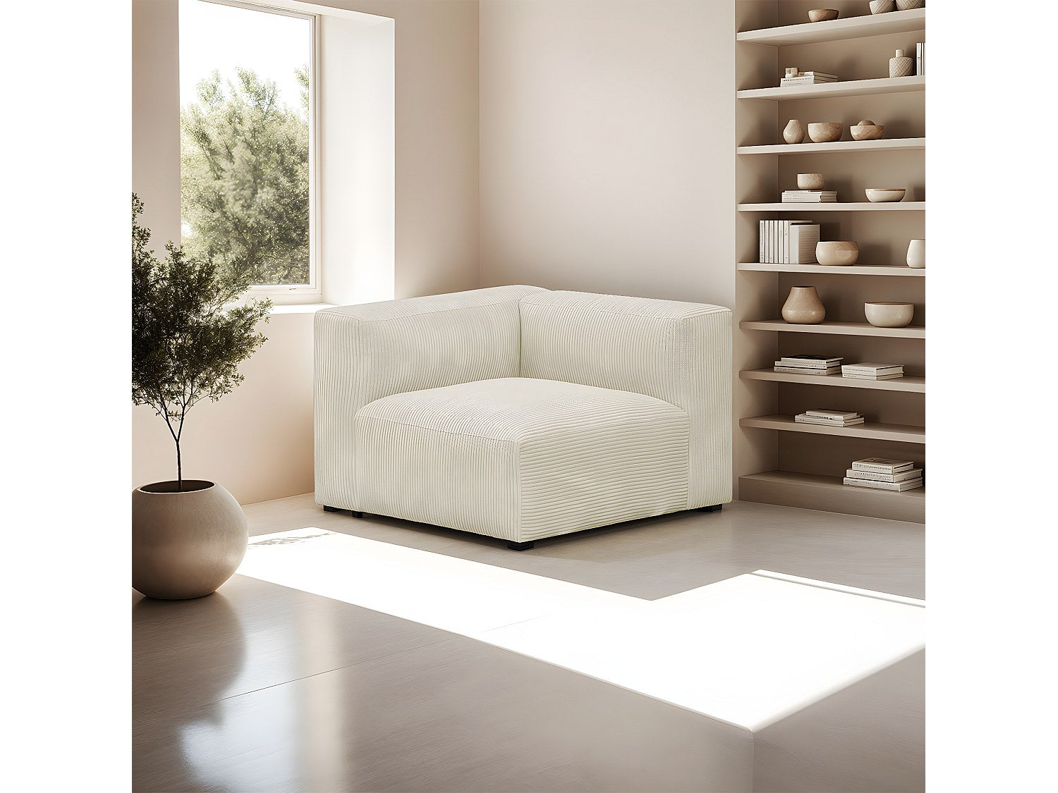 Chauffeuse modulable beige velours