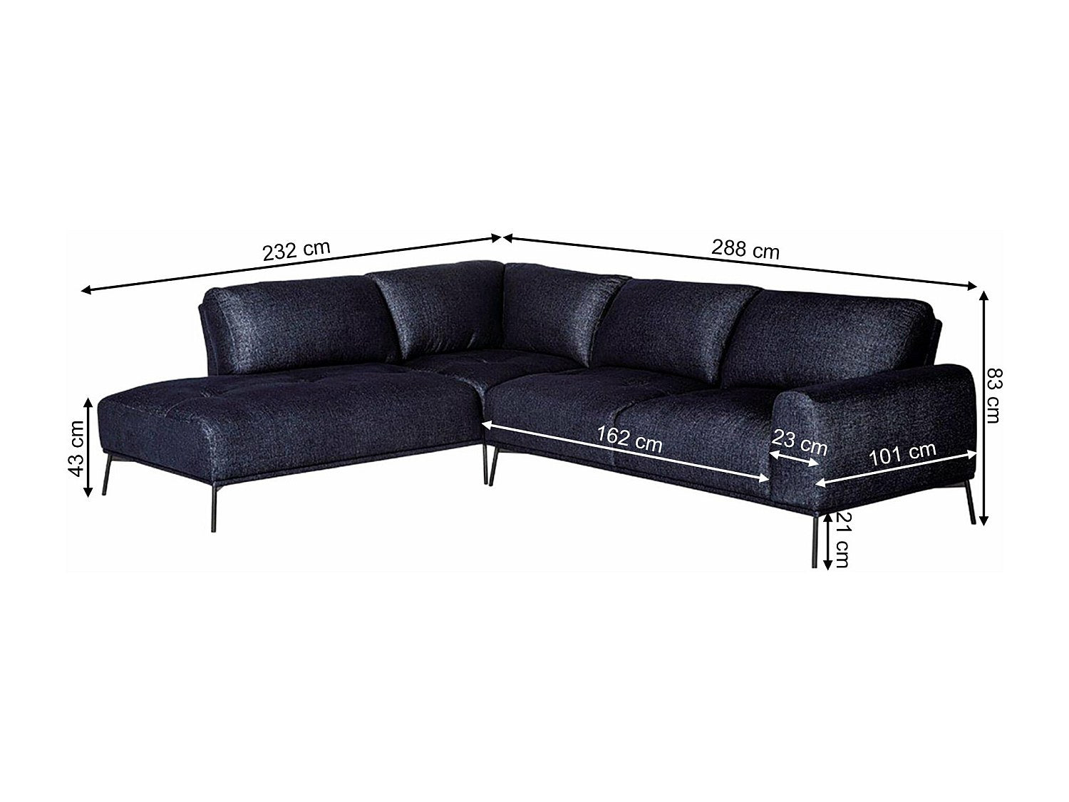 Angle pour canapé modulable bleu tissu