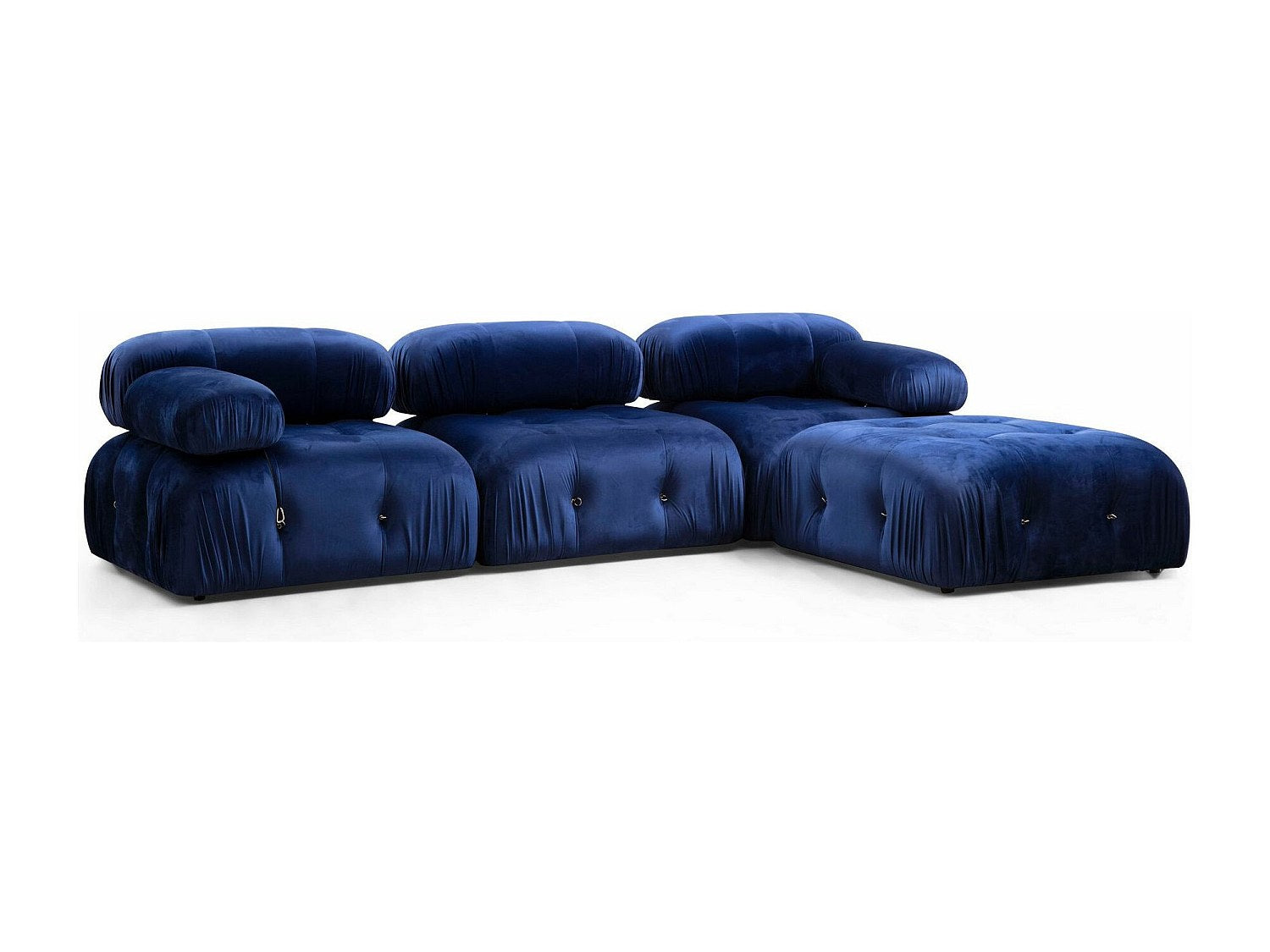 Angle pour canapé modulable 4 places bleu velours - Bubble