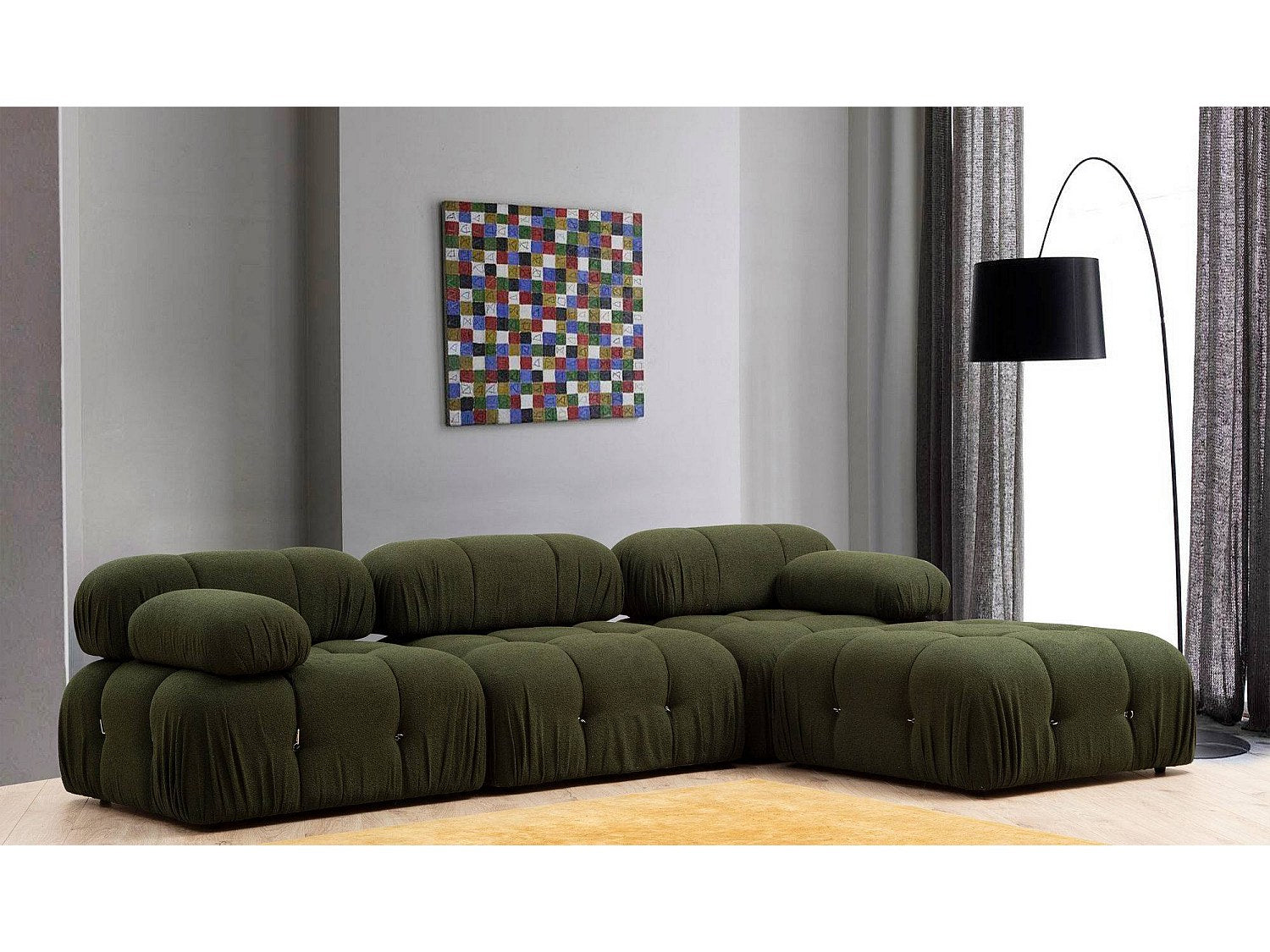 Angle pour canapé modulable 4 places vert velours - Bubble