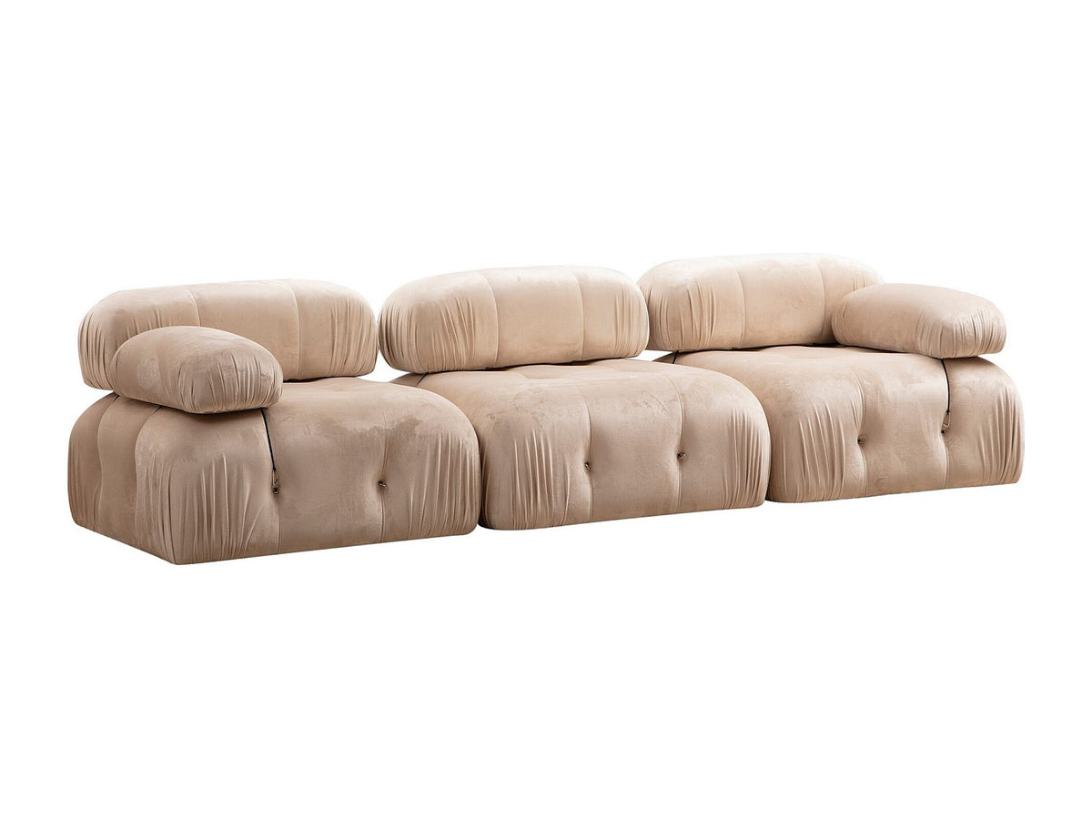Canapé modulable 3 places beige velours - Bubble