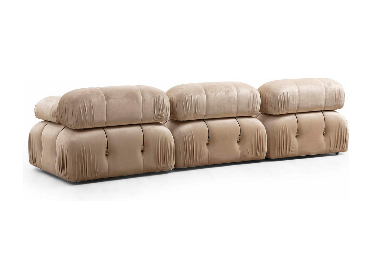 Canapé modulable 3 places beige velours - Bubble