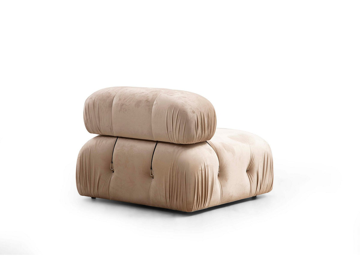 Canapé modulable 3 places beige velours - Bubble