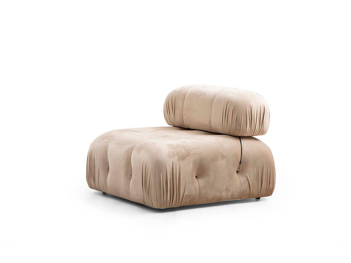 Canapé modulable 3 places beige velours - Bubble