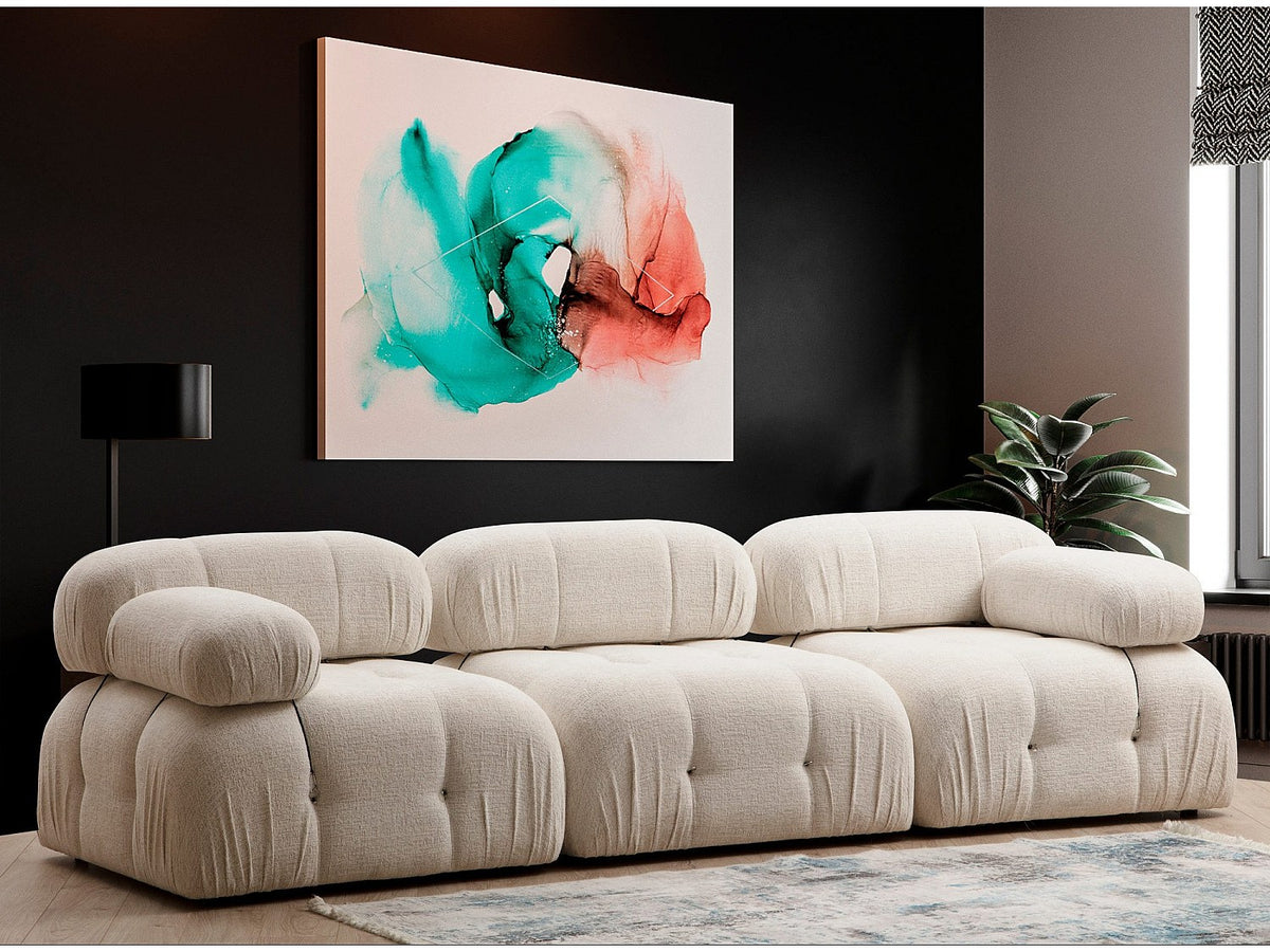 Canapé modulable 3 places beige velours - Bubble