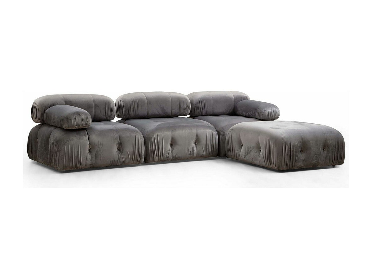 Angle pour canapé modulable 4 places gris velours - Bubble