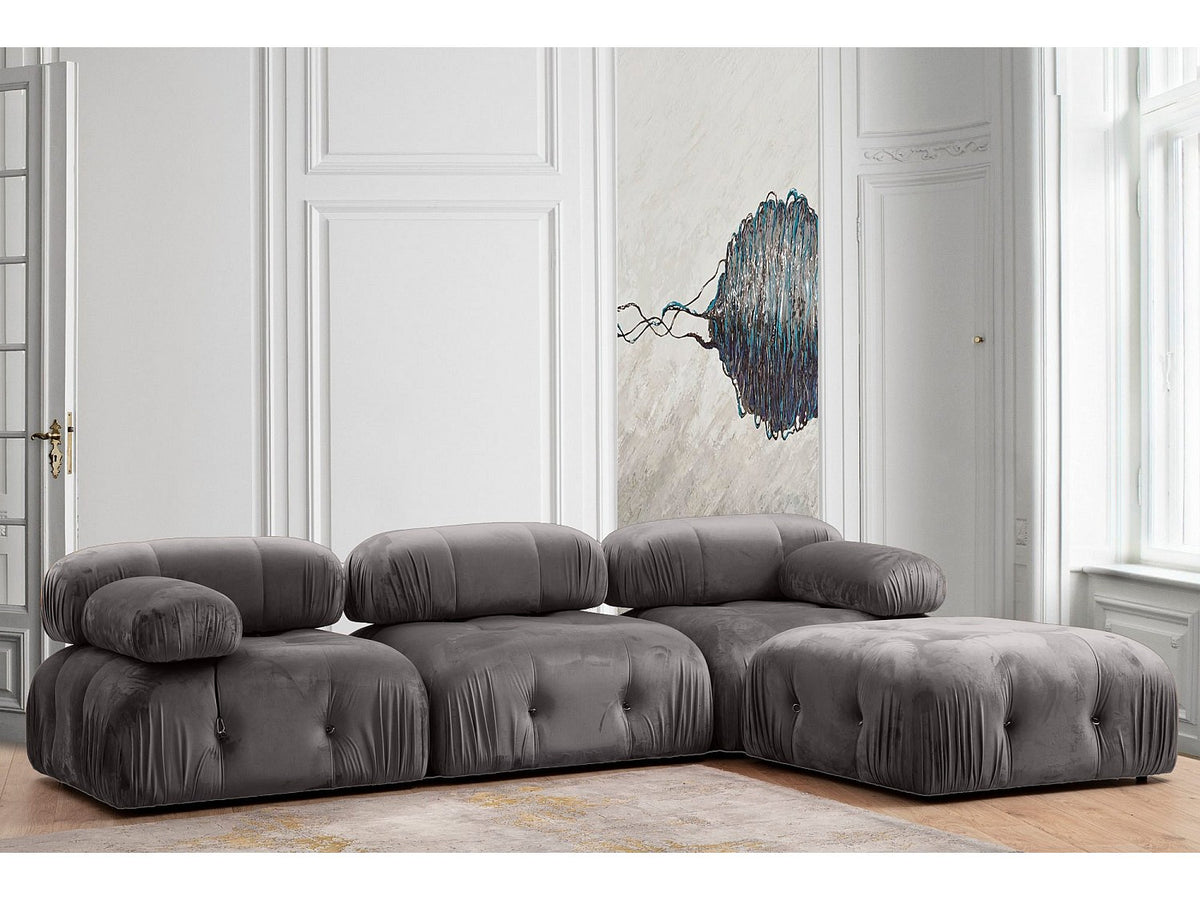 Angle pour canapé modulable 4 places gris velours - Bubble