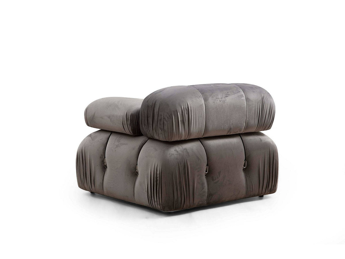 Angle pour canapé modulable 4 places gris velours - Bubble