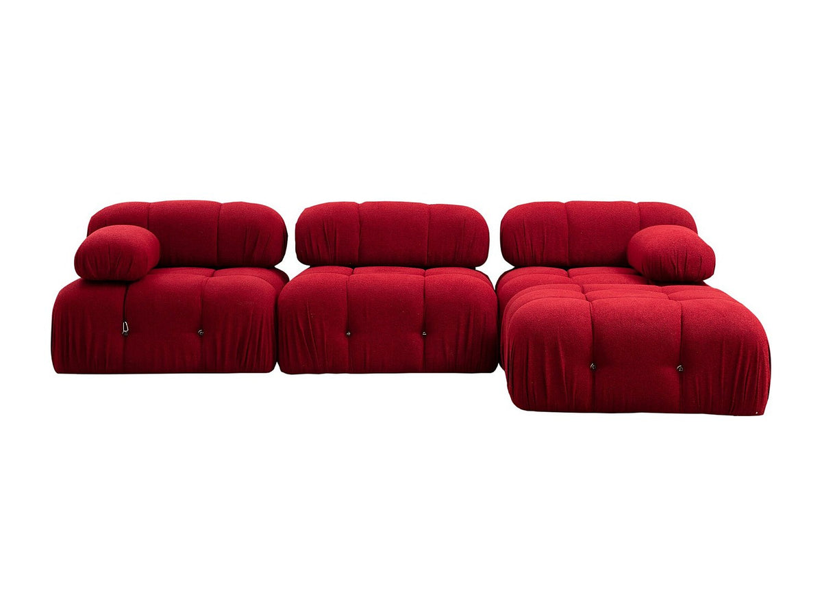Angle pour canapé modulable 4 places rouge velours - Bubble
