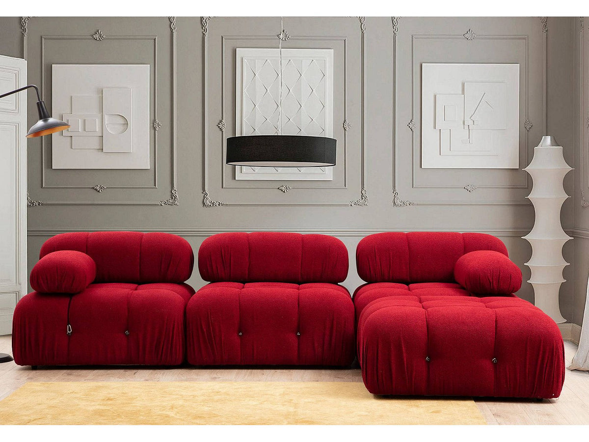 Angle pour canapé modulable 4 places rouge velours - Bubble