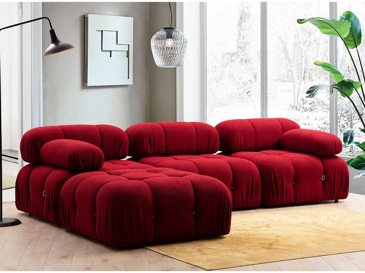 Angle pour canapé modulable 4 places rouge velours - Bubble