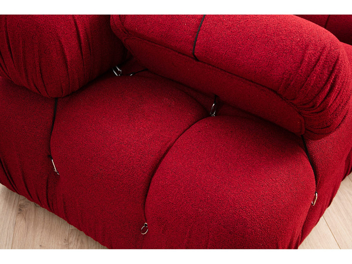 Angle pour canapé modulable 4 places rouge velours - Bubble