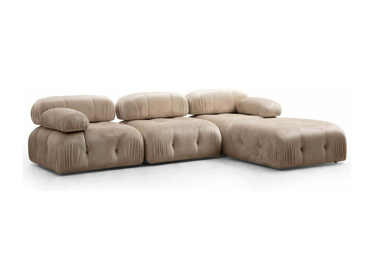 Angle pour canapé modulable 4 places beige velours - Bubble