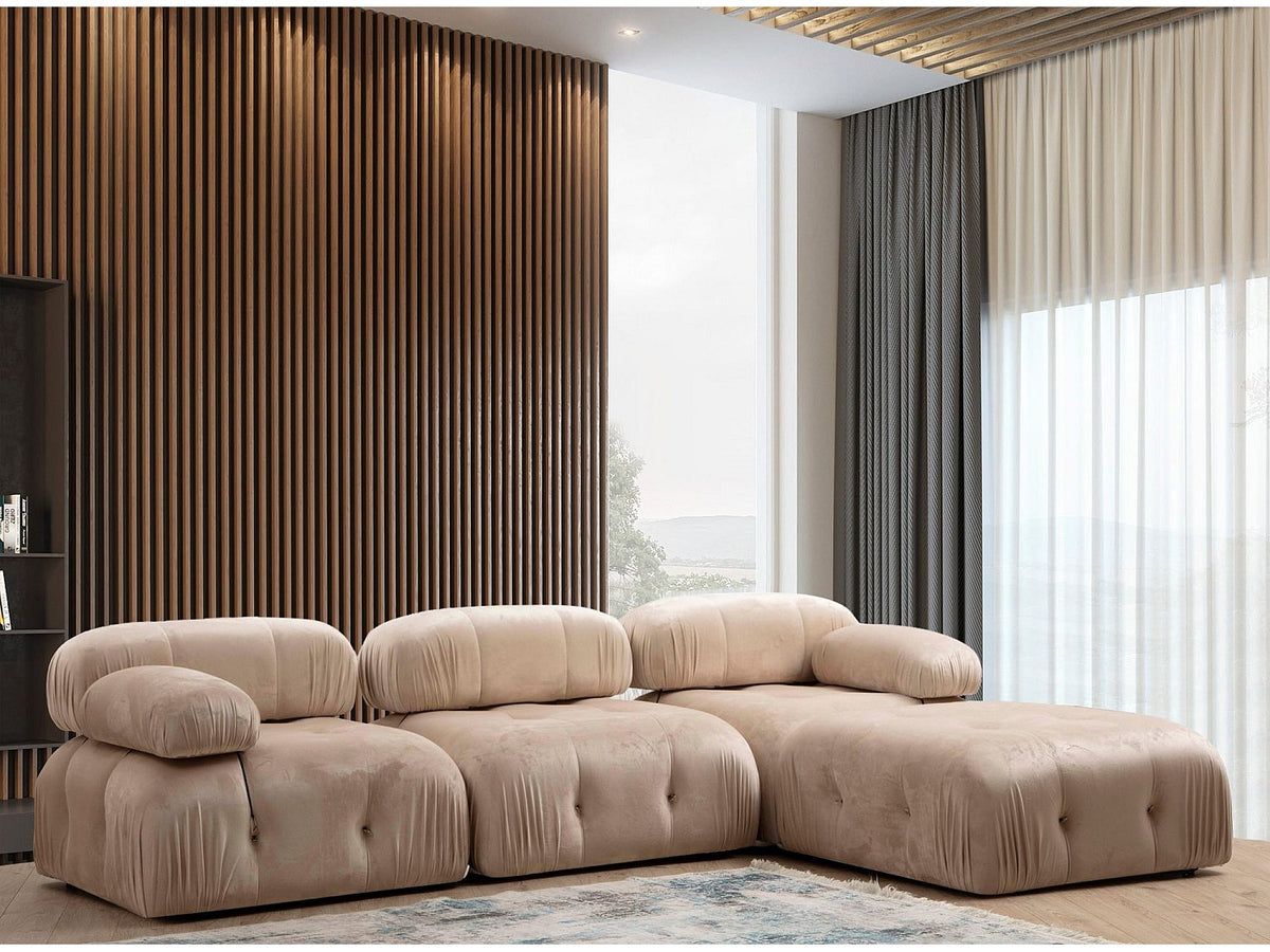 Angle pour canapé modulable 4 places beige velours - Bubble