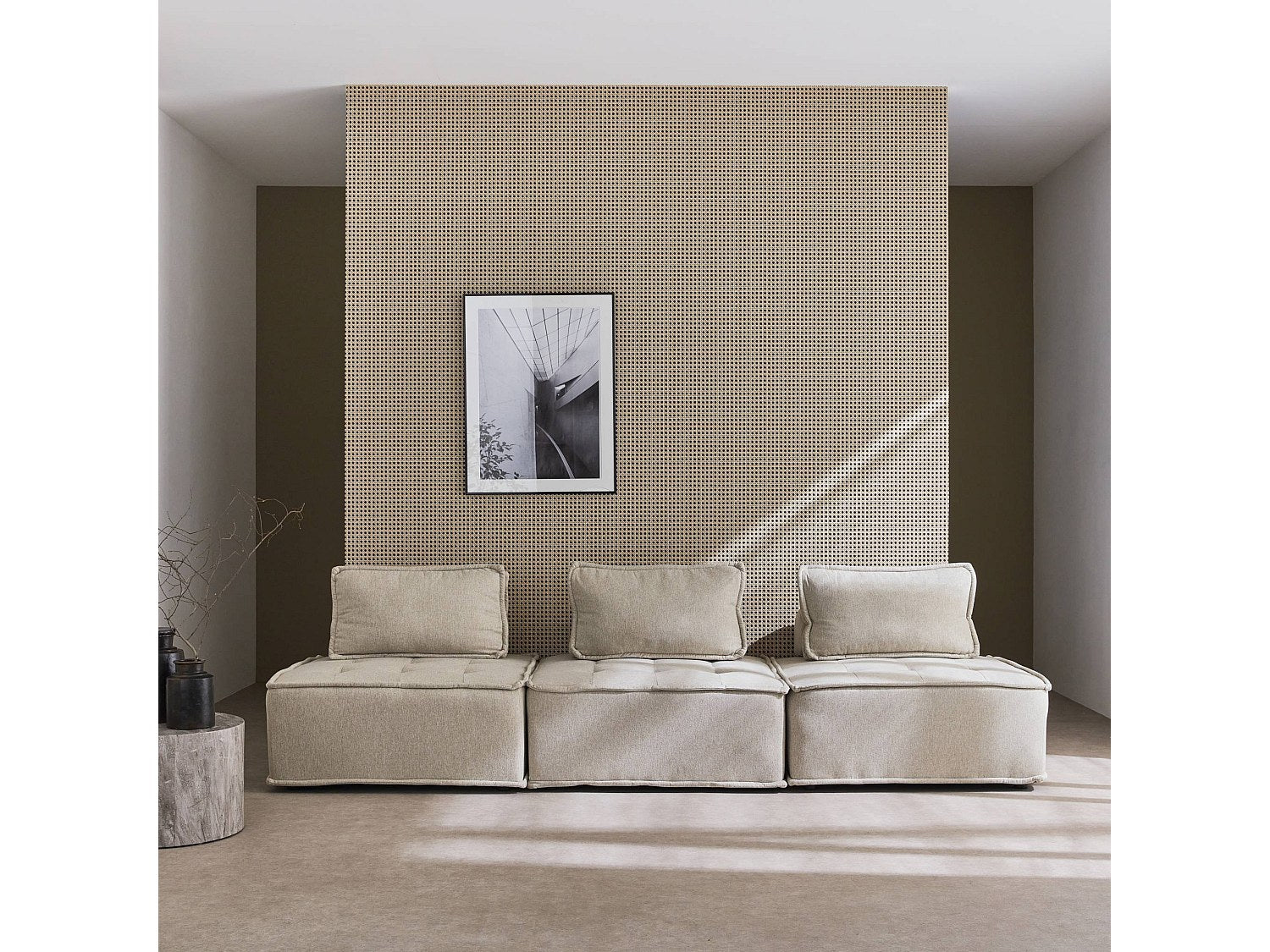 Chauffeuse modulable beige tissu